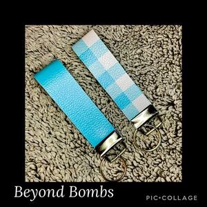 Light Blue & White Matching Wristlets - Handmade